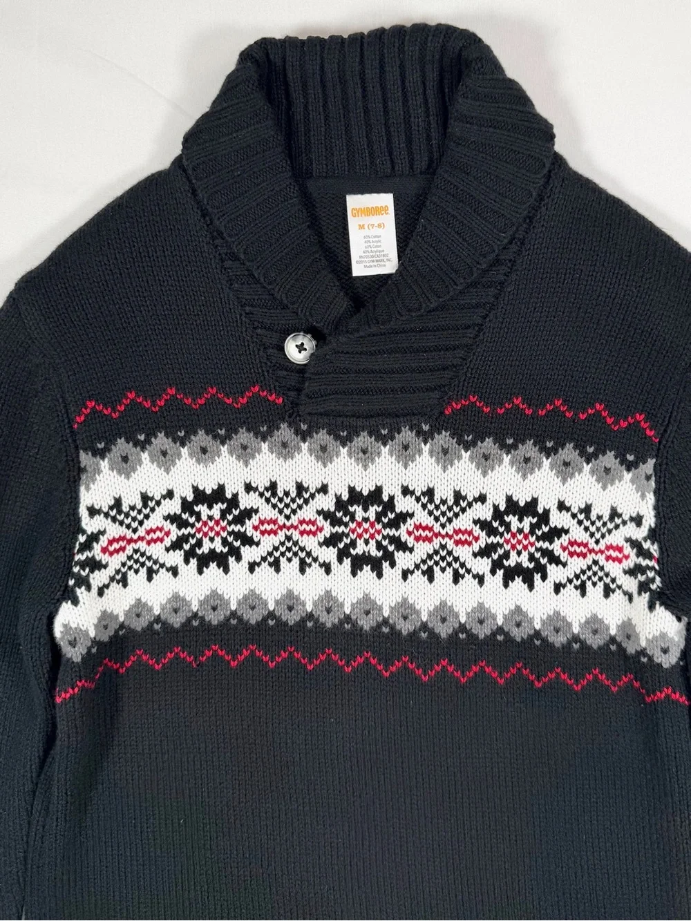 GYMBOREE Boys Fair Isle Shawl Collar Sweater Size M 7-8 Nordic Ski Lodge Holiday